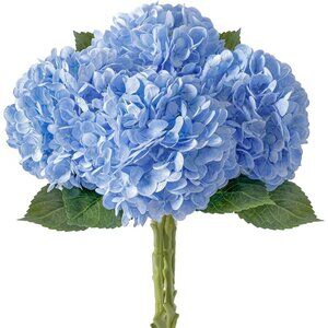 4-Pcs Blue Realistic Artificial Flowers Latex Faux Real Large Stems Home Decor
